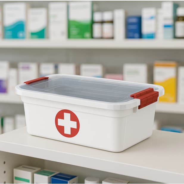 Caixa Primeiro Socorros com Tampa e Travas 3L Branca Resistente Supimentos Medicos