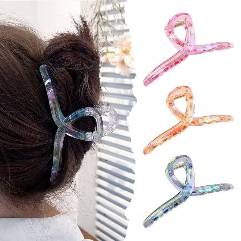 Feminina Garra De Cabelo Estilo Coreano Transparente Colorido Plástico Grampos RaboFZ-2A De Clipe