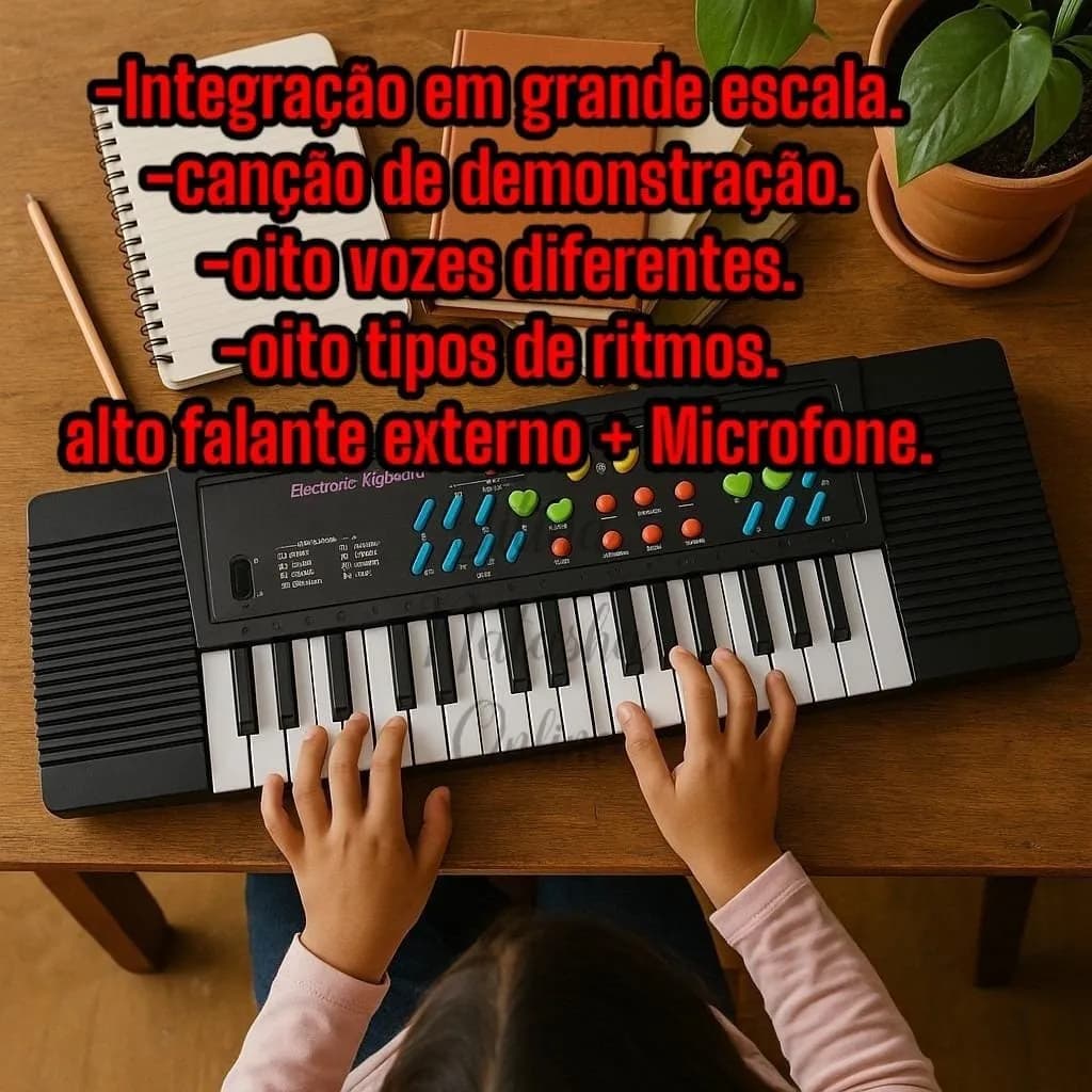 Teclado Eletrônico Musical Infantil Iniciante 44 Teclas infantil profissional premium