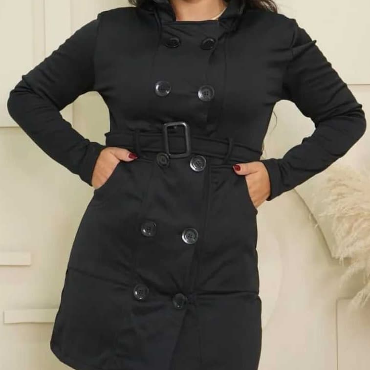 Sobretudo feminino Inverno Longo com Botão e Cinto Aposte na elegância e no estilo atemporal com nosso Sobretudo