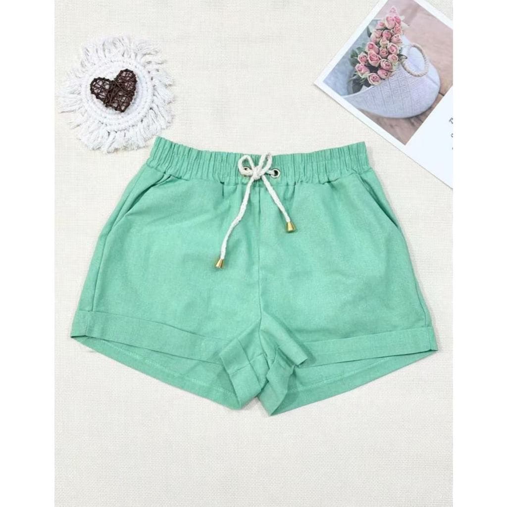 SHORT CURTO FEMININO LINHO ELATICO NA CINTURA