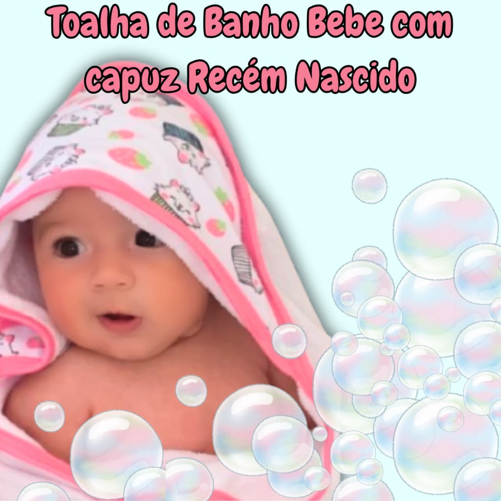 Toalha de Banho Bebe com capuz Recém Nascido Infantil em malha de algodão estampada