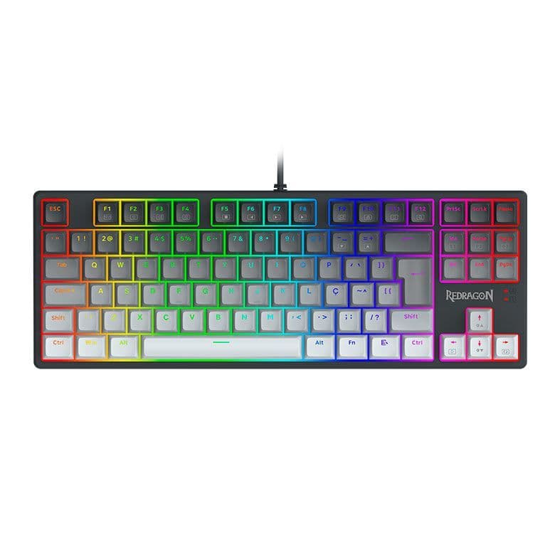 Teclado Mecanico Gamer Redragon Daksa, RGB, Switch Brown, Branco e Preto