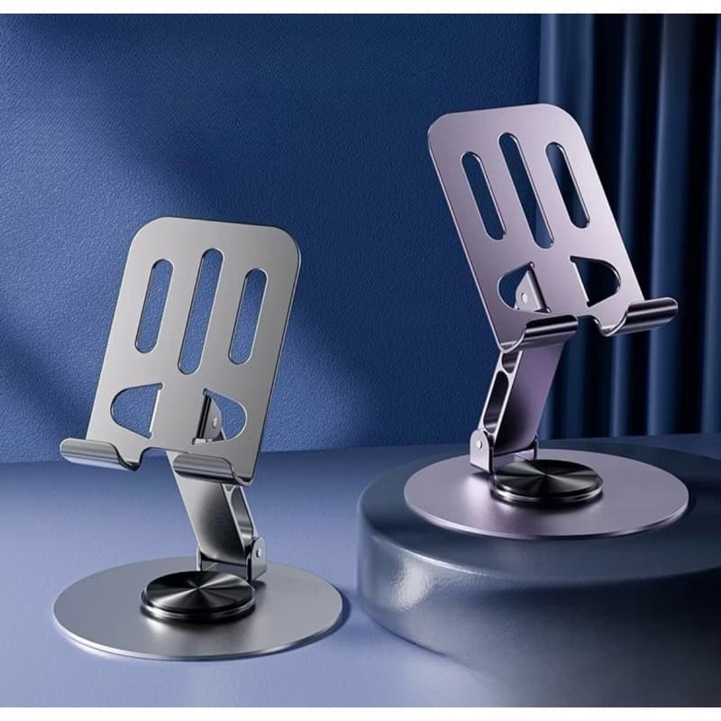 Suporte Alumínio de Mesa Base Rotatória Ajustável 360º Para Smartphones e Tablets -V8