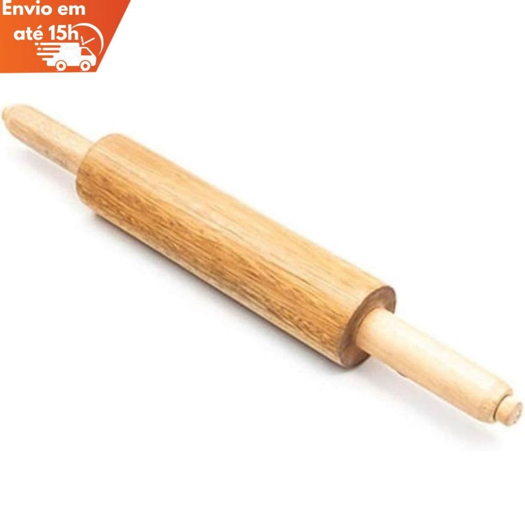 Rolo De Massa Madeira Pizza Pão Cozinha Cabo Giratório 43cm