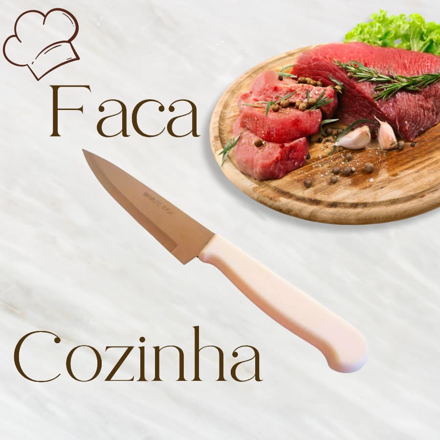 Faca churrasco Afiada aço inox Cozinha Tamanho Qualidade