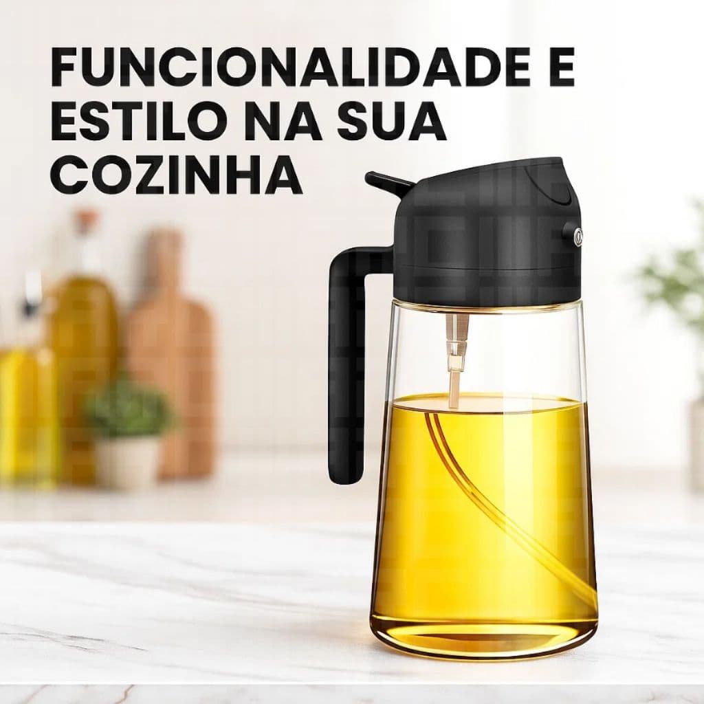 Galheteiro 2 em 1 Porta Azeite Vinagre Tampa Inteligente Dupla Dosagem Antivazamento Cozinha Pratica