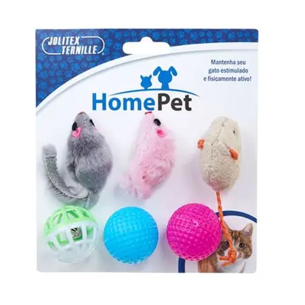 Kit 6 Brinquedos para Gatos, Gatinho Maluquinho, Bolinha, ratinho, Brinquedo Interativo