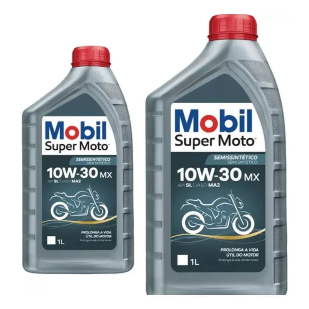 KIT 2 OLEO MOBIL 10W30 SUPOER MOTO MX ÓLEO LUBRIFICANTE SEMI SINTETICO MOTOS MOTOR 4 TEMPOS