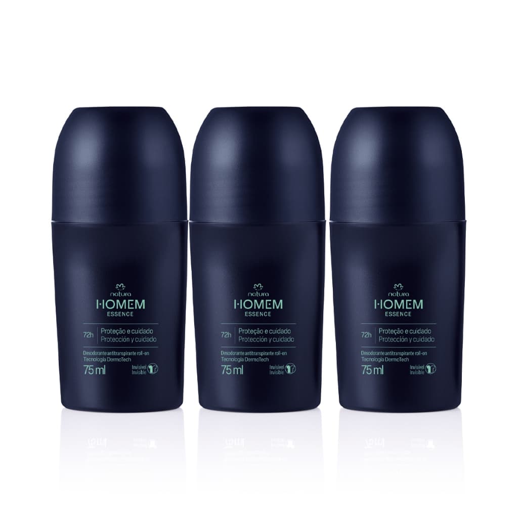 Kit Desodorante Antitranspirante Roll-On Natura Homem Essence 3 un de 75 ml
