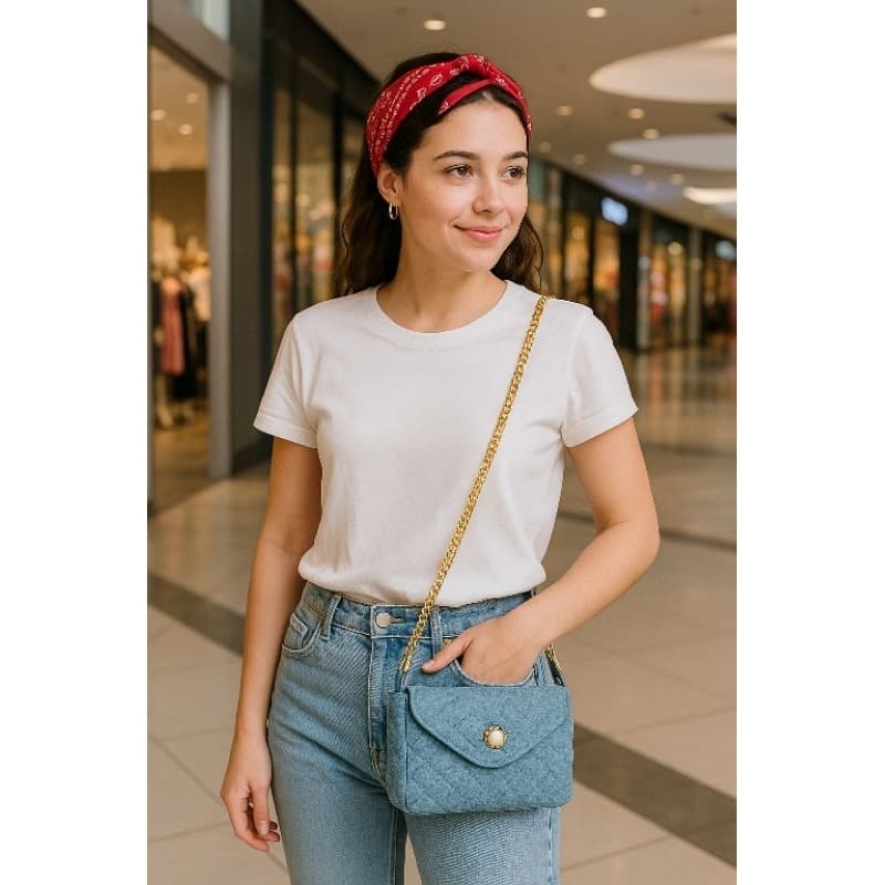 Bolsa Jeans pequena/Bolsa Jeans feminina ombro e transversal