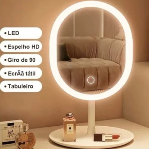 Espelho Decorativo com LED de Mesa Redondo / Quadrado / oval