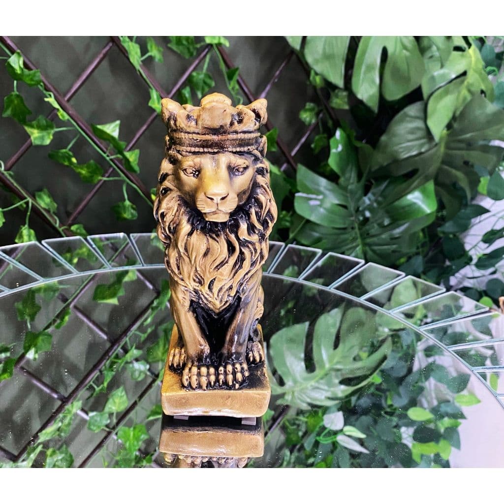 Leão coroa Estátua Decoração Enfeite Escritório Sala Presente