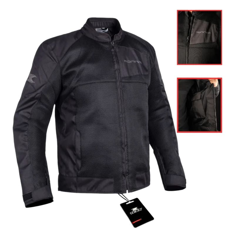 Jaqueta Motociclista Texx Ronin Air V2 Masculina Preta Ventilada Proteção Moto Premium