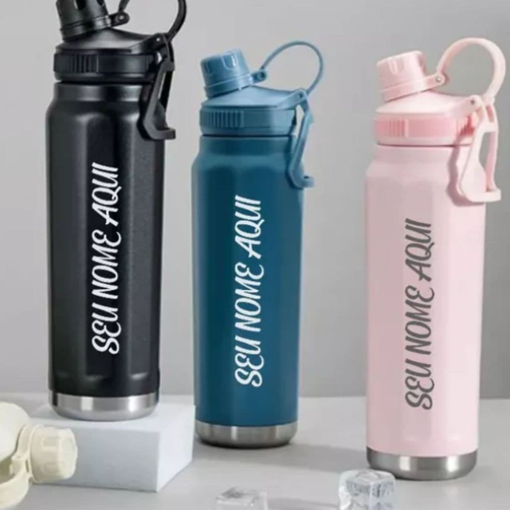 Garrafa Térmica Grande Atleta Corrida Esportiva 800 ML Personalizado Logo Escudo Time Nome