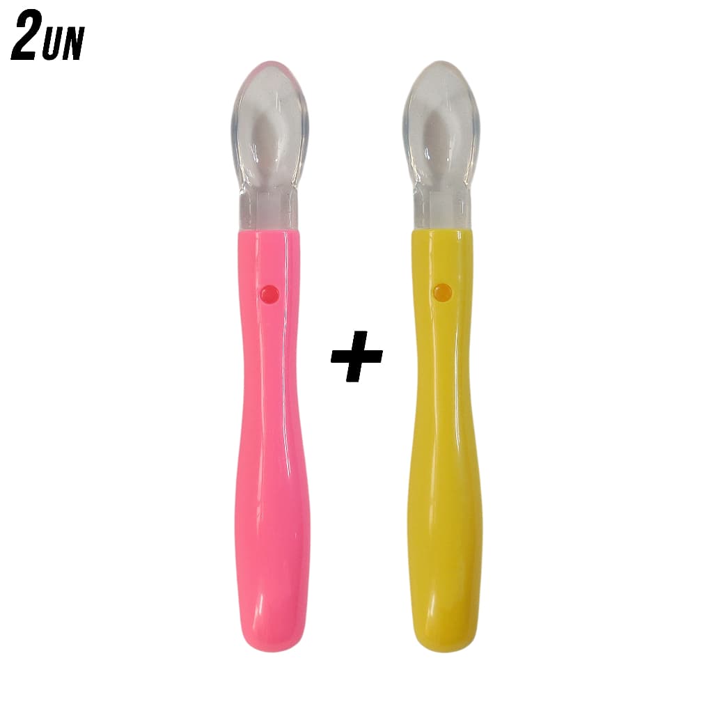 KIT 1 a 2 Colher Ponta De Silicone Macia Bebe Introdução Alimentar