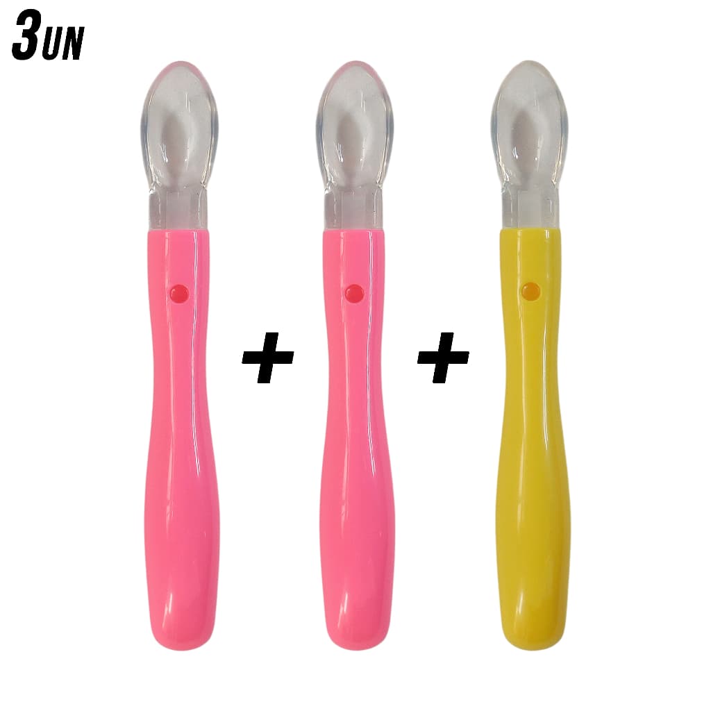 KIT 2 a 3Un Colher de Silicone para Bebê - Treinamento e Introdução Alimentar