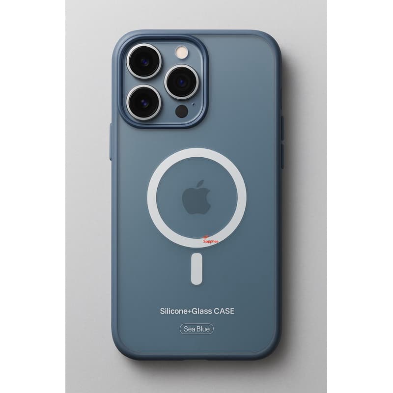 Capinha iPhone 14 Pro Max MagSafe | Silicone + Vidro | Capa Sea AG-Glass Reforçada
