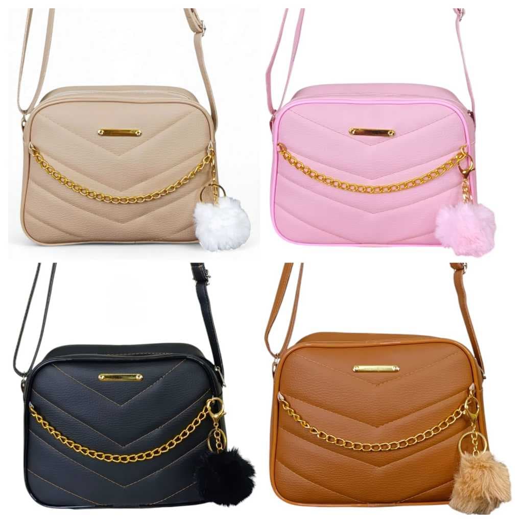 Kit Bolsa Feminina Pequena  Transversal  Bolsinha  Elegante  C/ Chaveiro  x2
