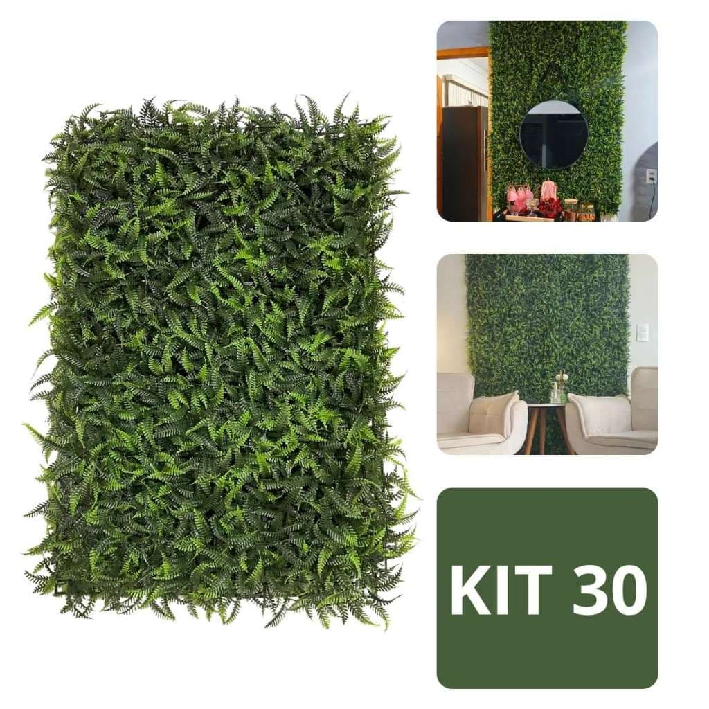Kit 30 Placas De Samambaia Cheia 40x60 Artificial Muro Inglês Jardim Vertical Folhagem Parede Verde Plantas Artificiais