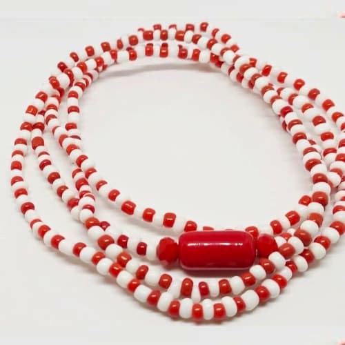 Guia de Malandros e Malandras Montada Simples e com Firma Miçangas Vermelho e Branco