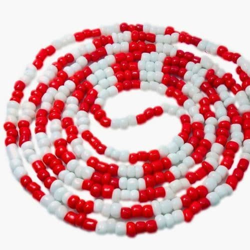 Guia Maria Navalha Vermelho Branco Miçangas Malandras Montada Simples e com Firma Feminino Caveira