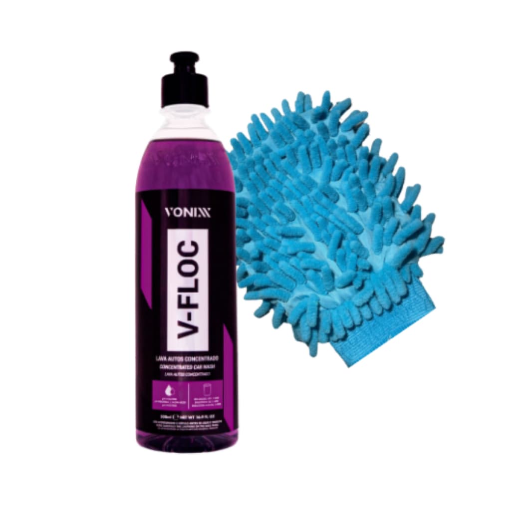 Shampoo V-floc 500ml Com Luva Tentaculos Azul Muita Espuma