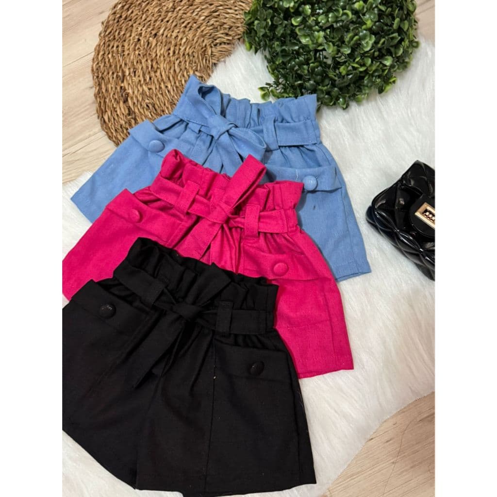 Kit com 3 Shorts Alfaiataria Infantil 04 ao 10 anos