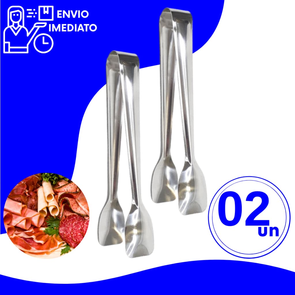 Kit Pegador de Frios Carnes Salgados Salada 18cm Aço Inox Premium Universal para Restaurantes