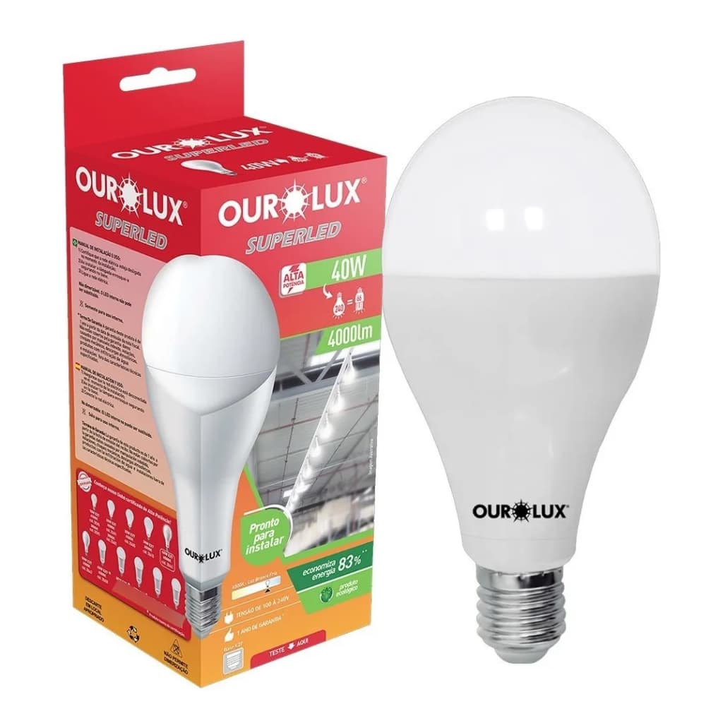 Lâmpada Super Led Bulbo 40W E-40 6500K Ourolux