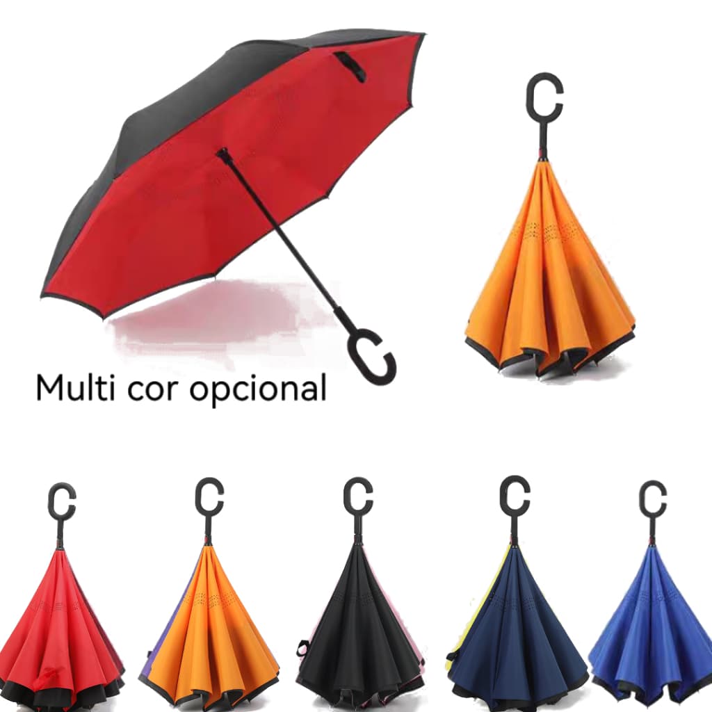 Guarda Chuva Invertido Tecido Duplo Impermeável Reforçado Contra  Guarda-Chuva Para Carro