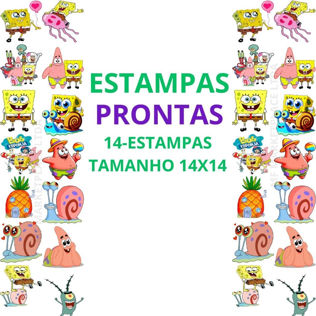 DTF Textil Impressão Pronta Para Estampar Camisetas e Tecidos Bob Esponja Envio No Mesmo Dia