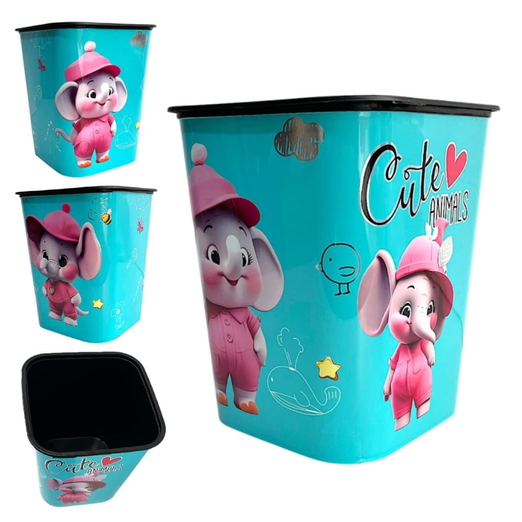 Lixeira Infantil Decorativa - Cesto Plástico de Lixo 5 Litros com Desenho de Animais