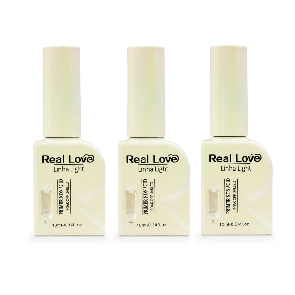 Kit com 3 Primer Non Acid - Linha Pro Real Love -10 ml