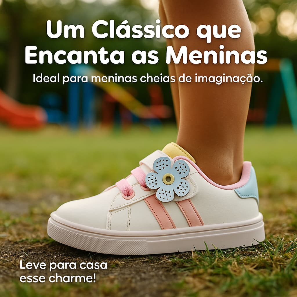 Tênis Infantil Feminino Confortável Lilás Tiras Flor Envio Imediato do 20 ao 27 Promoção!