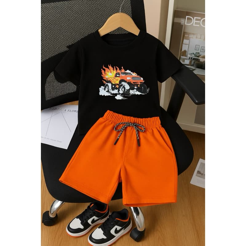 moda infantil camiseta infantil masculina confortável -CAMISETA preta estampa carro