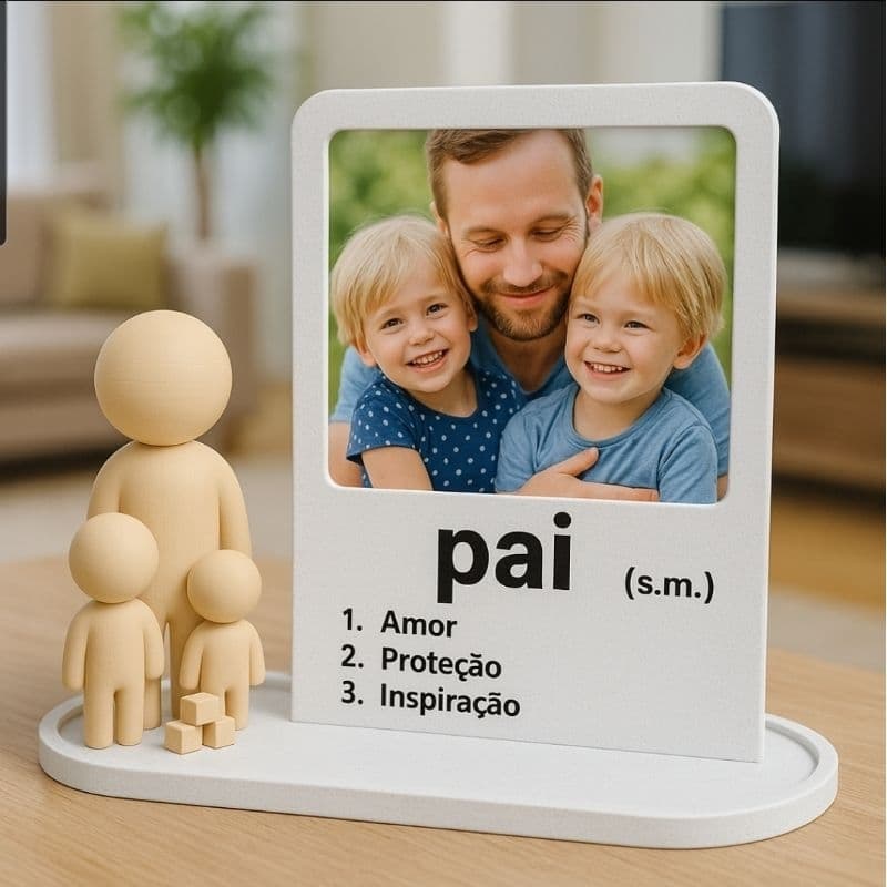 Porta-Retrato Decorativo "Pai" – Uma homenagem cheia de amor (opções com filhos e cachorrinho)