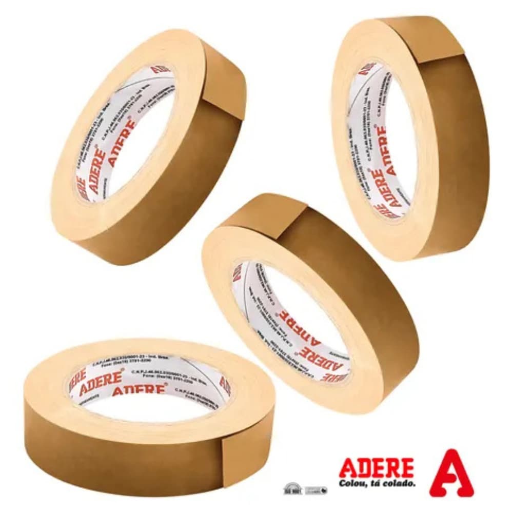 Kit 4 Fitas Crepe Marrom Rolo 19x50mts 432 Adere Kraft Pardo