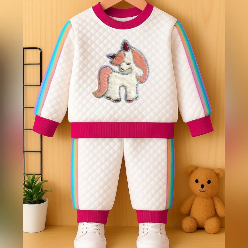 Conjunto Infantil Menina Moletom Bebê Unicórnio Conjunto Metalassê Arco-íris
