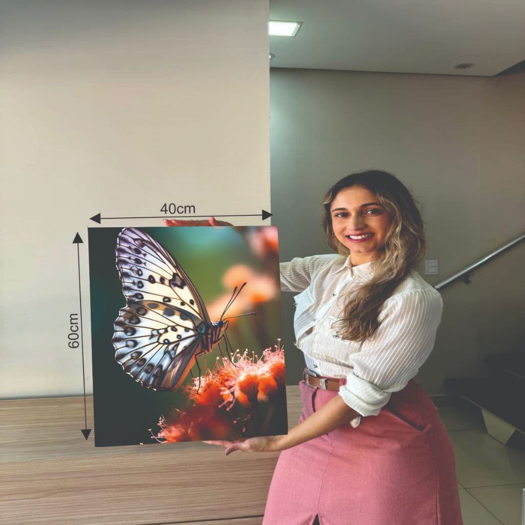 Quadro Decorativo 1 Peça Borboleta Branca Floresta Flor
