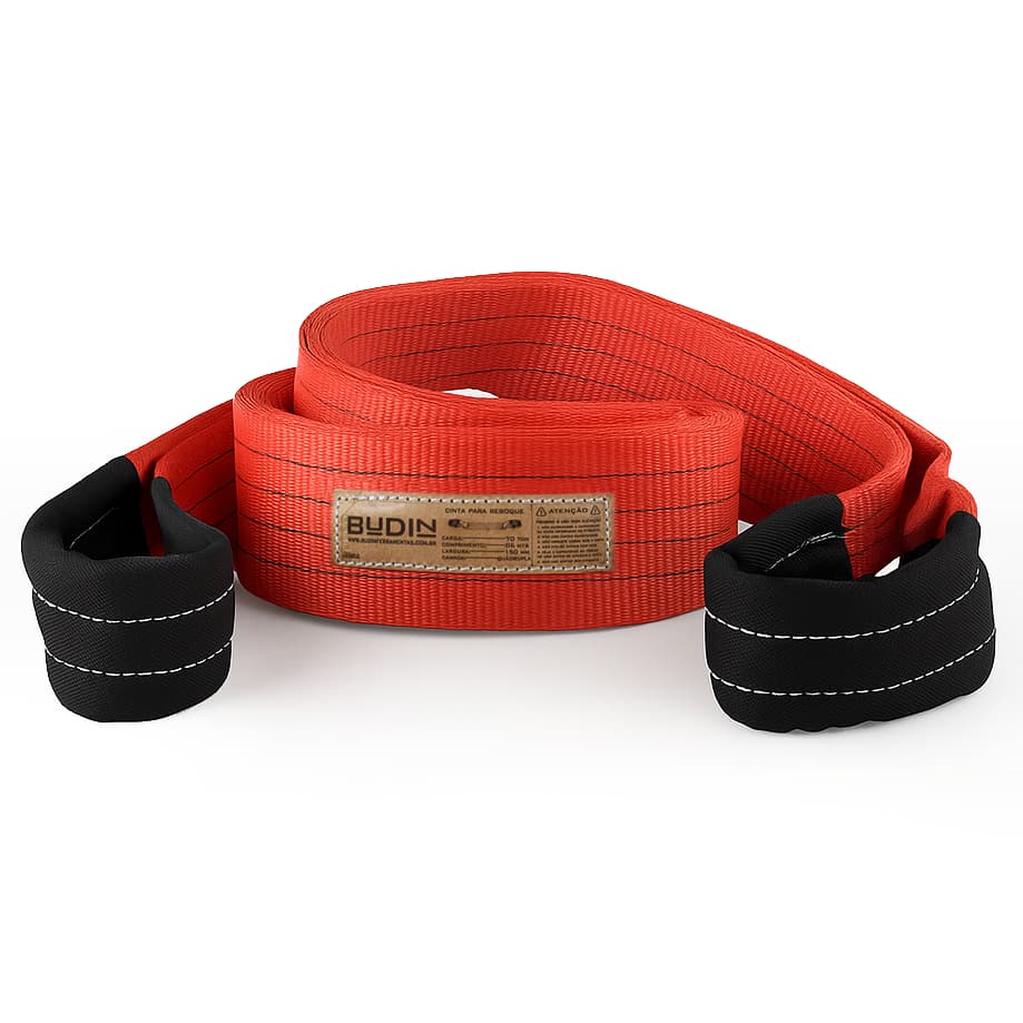 Cinta de Reboque e Arraste Budin 52,5 T x 16m – Fita 100% Poliéster para Carros, Pickups, SUVs e 4x4