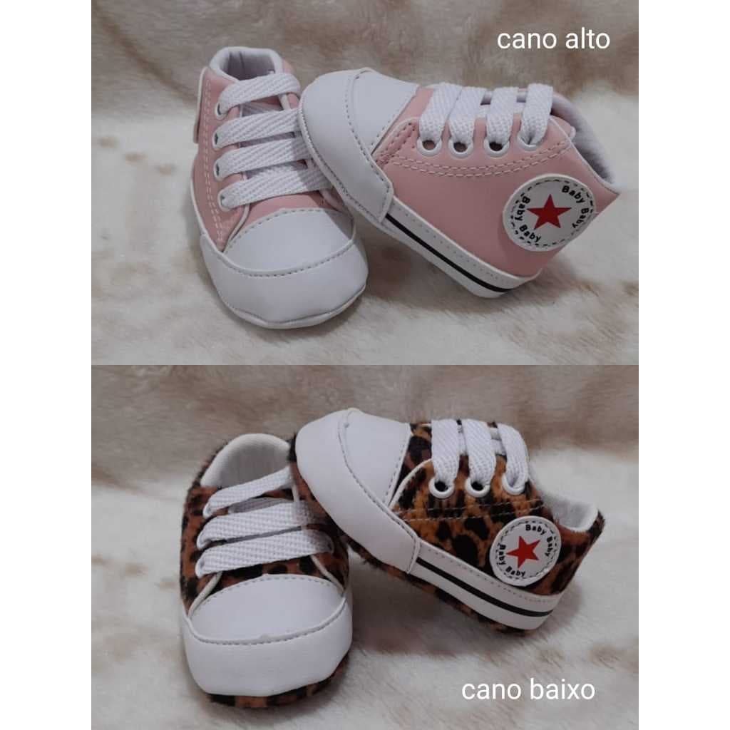 Kit 2 sapatinhos de bebê Recém Nascido menino ou menina e unisex tênis cano alto ou baixo sortido presente chá de bebê