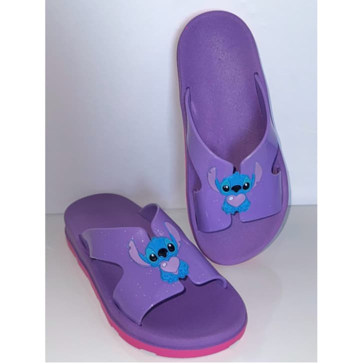 Sandália Stitch Slide Glitter Juvenil Menina Infantil Lançamento Menina Fofa Leve Macia
