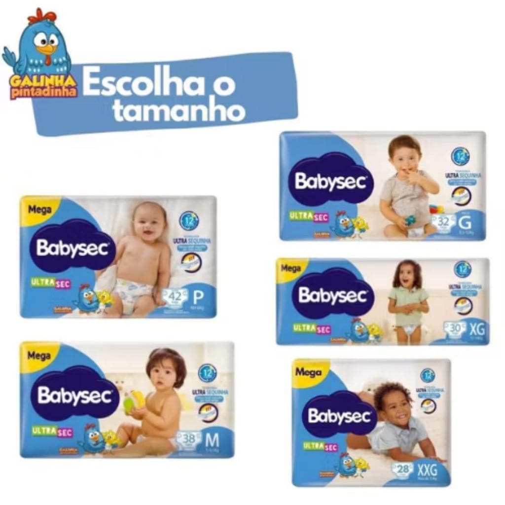 Fralda Descartáveis Babysec Ultra Sec Galinha Pintadinha | P |M | G | XG | XXG |