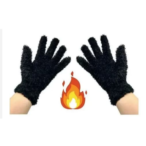 Luva Feminina Felpuda Pelinhos Preta Adulto Inverno Frio Quente Macio