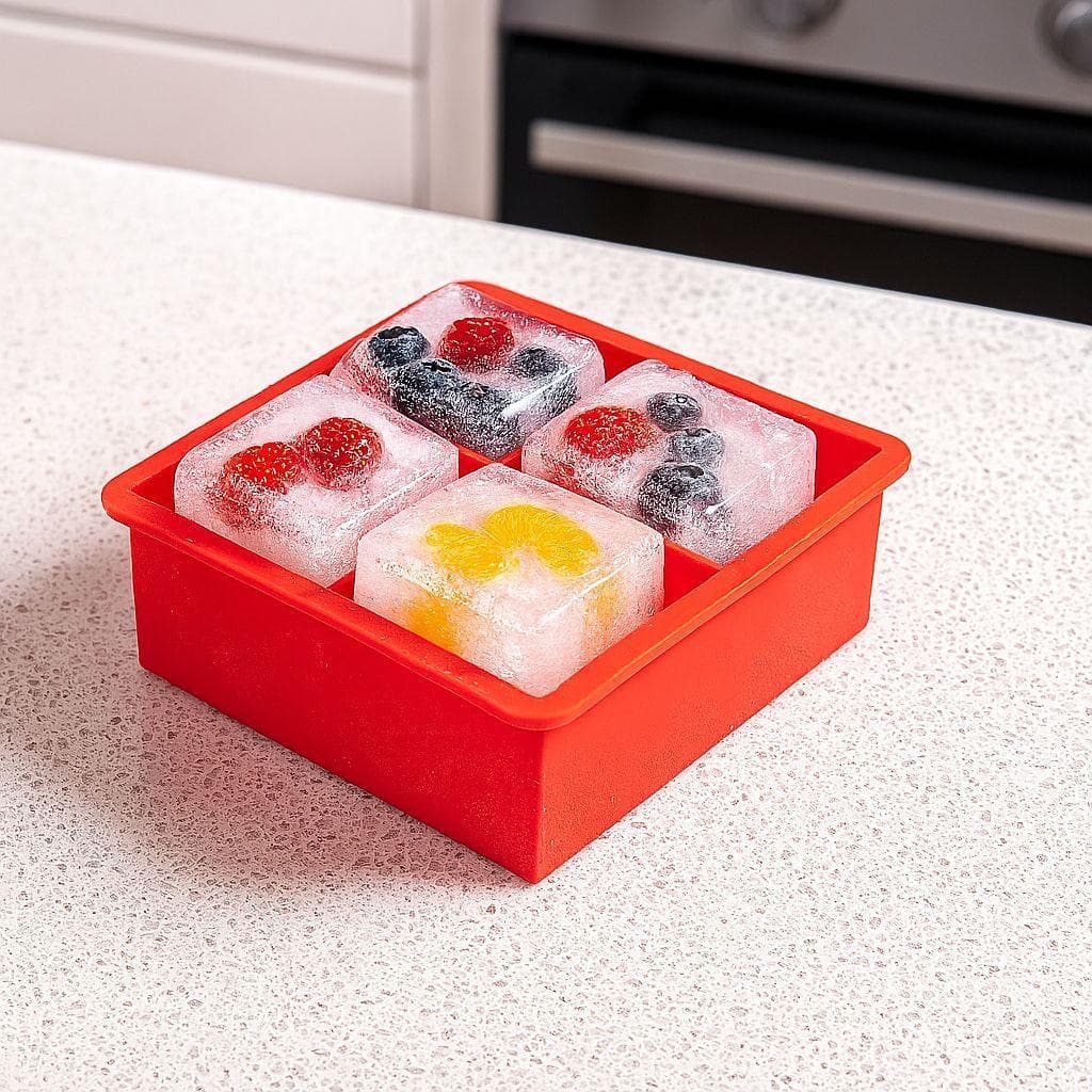 Molde de Gelo em Silicone 4 Cavidades Quadrado
