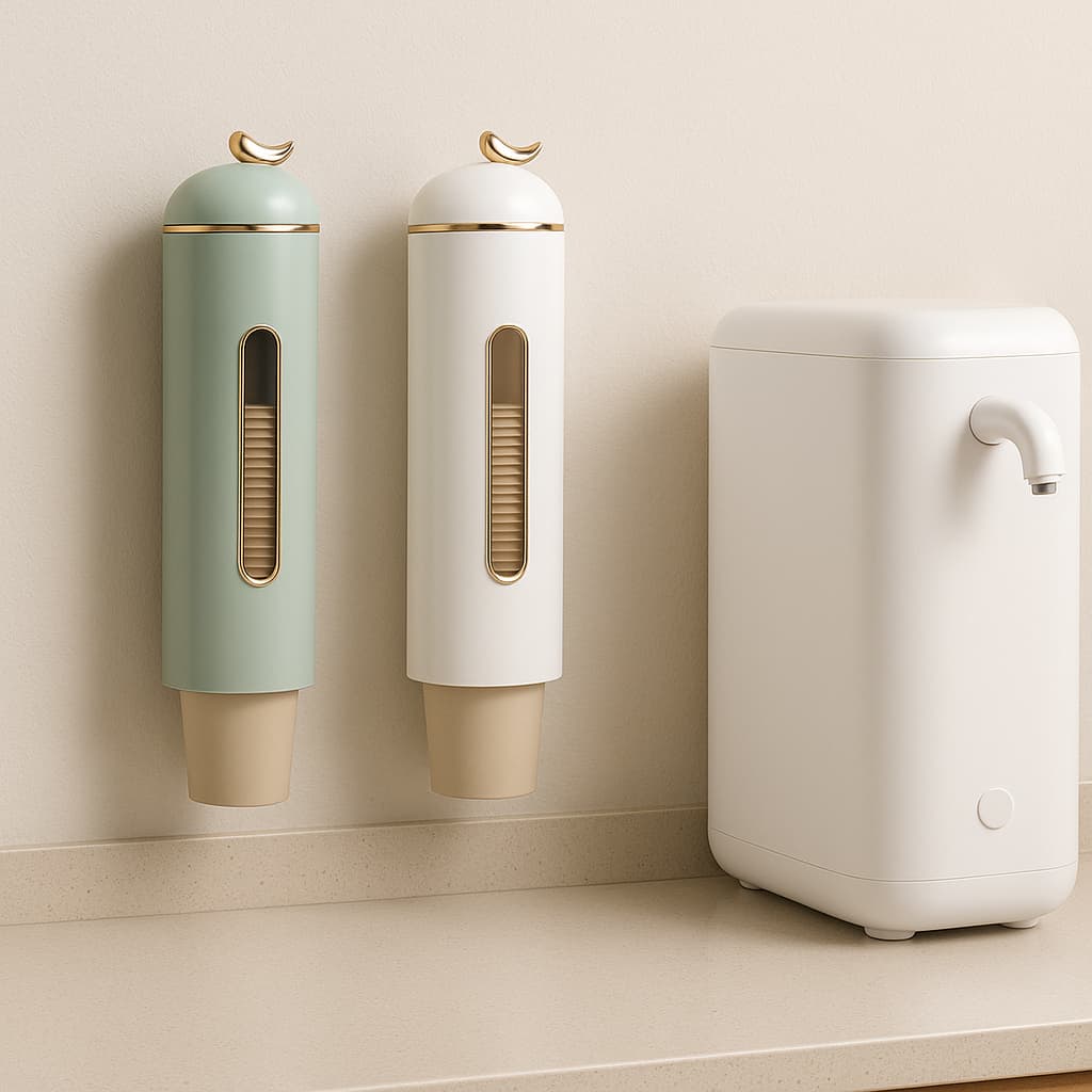 Suporte Adesivo Organizador de Copos Descartáveis com Tampa Decorativa