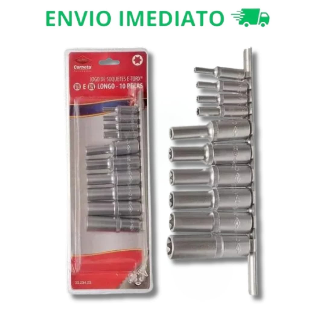 Kit Pito Caximbo Soquete Torx 1/4 E 1/2 E4 A E20 10 Pçs - Corneta Profissional