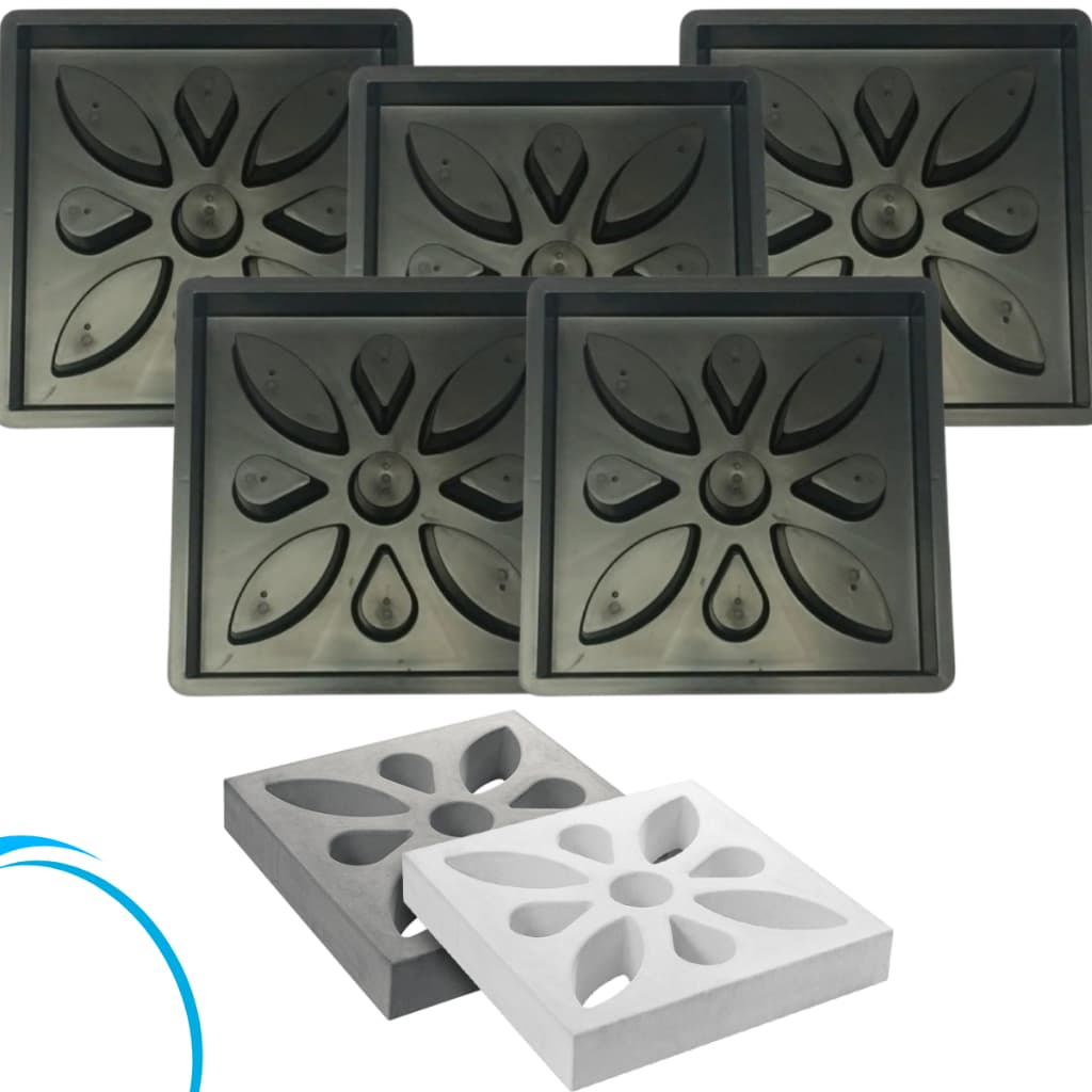 Kit c 5 Flor Elemento Vazado Forma Molde p Fabricar Bloco Aberto Decoração Fachada 39x39x7