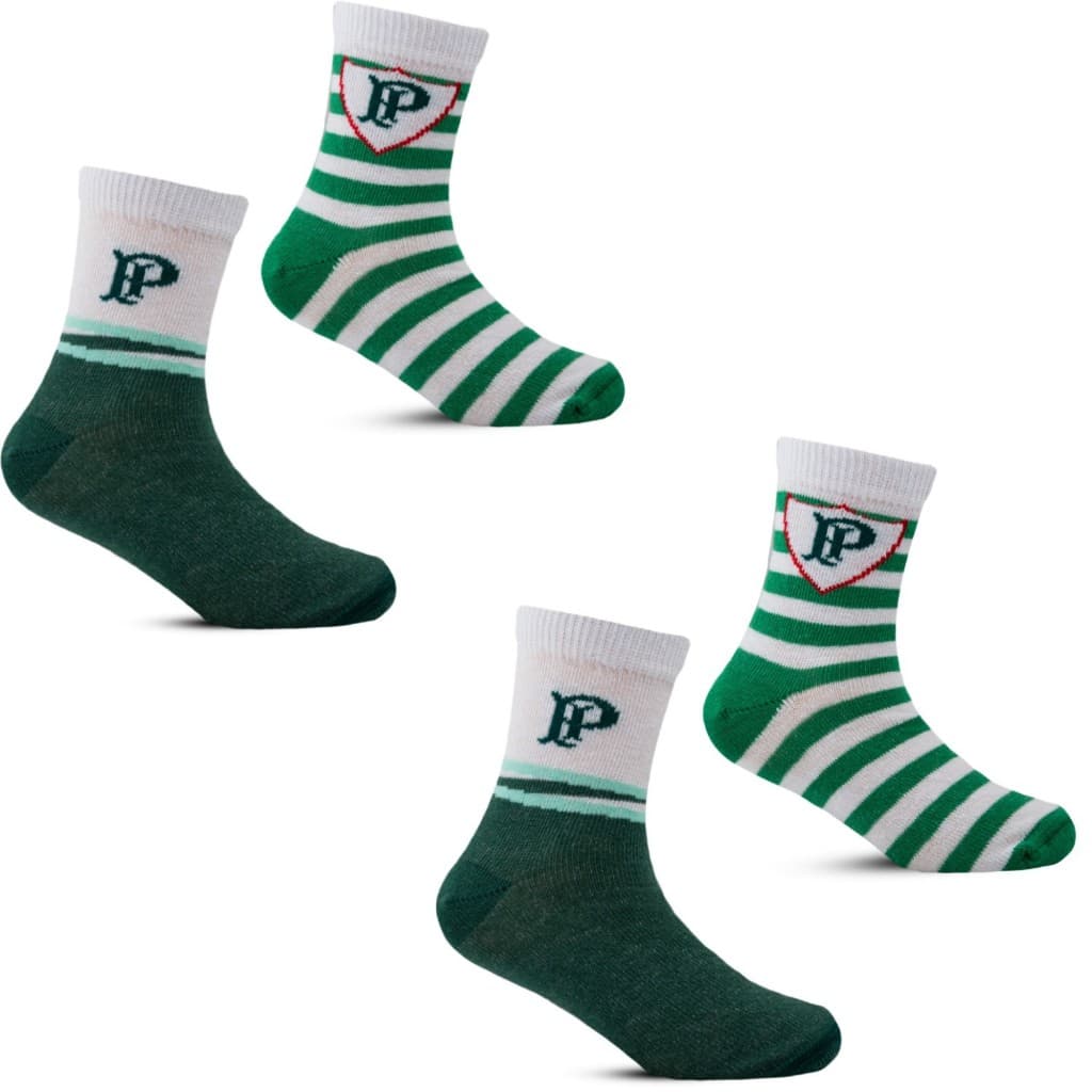 Kit 4 Pares Meia Infantil Juvenil Futebol Clube Palmeiras